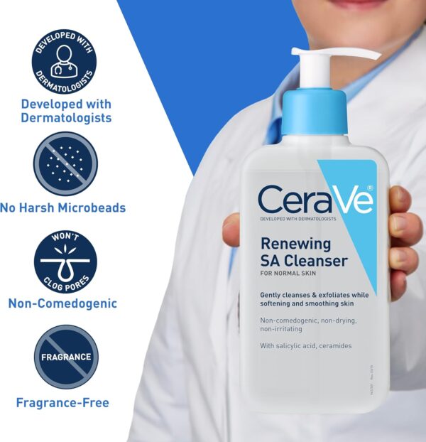 CeraVe SA Cleanser with Salicylic Acid, Hyaluronic Acid, Niacinamide, Ceramides, 8oz. Exfoliating.(AED-78) - Image 2