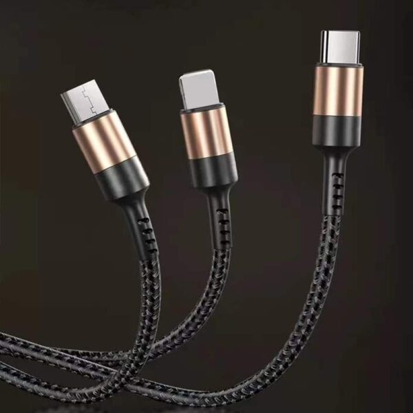 Charging Cable 4FT, 3 in 1 USB Charger Cord 5A Fast Charge with Phone Type C (AED-25) - Image 2