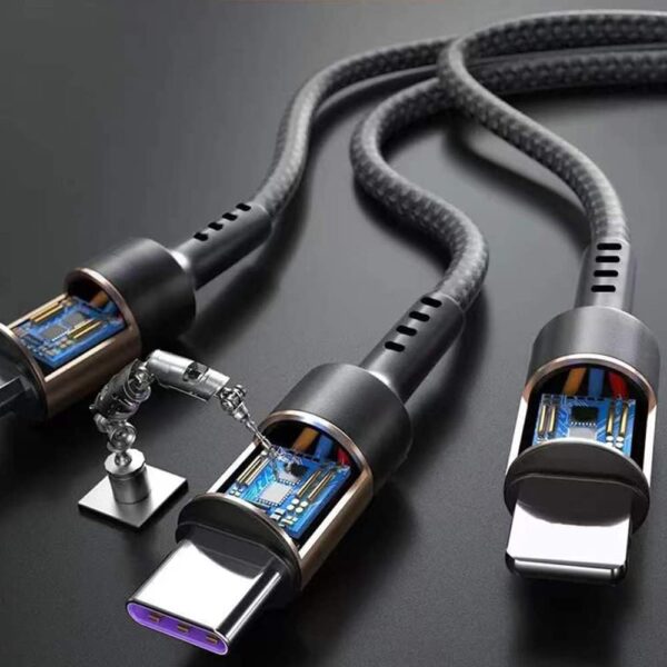 Charging Cable 4FT, 3 in 1 USB Charger Cord 5A Fast Charge with Phone Type C (AED-25) - Image 4