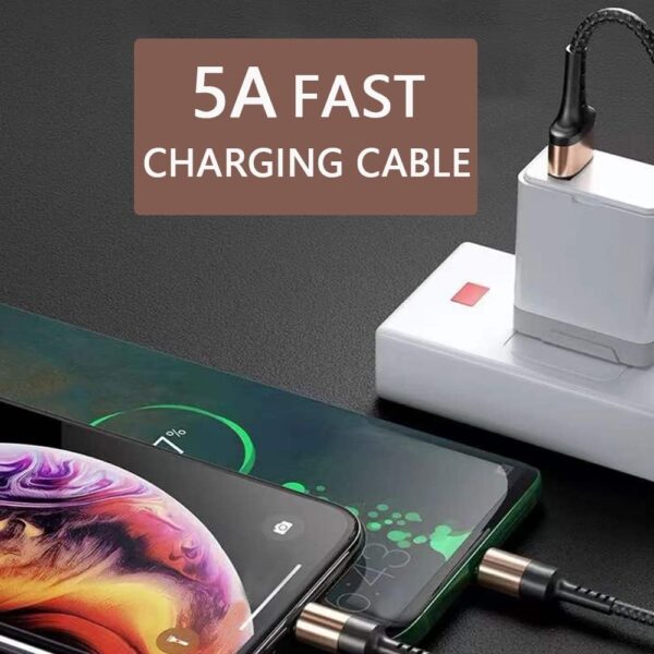 Charging Cable 4FT, 3 in 1 USB Charger Cord 5A Fast Charge with Phone Type C (AED-25) - Image 5