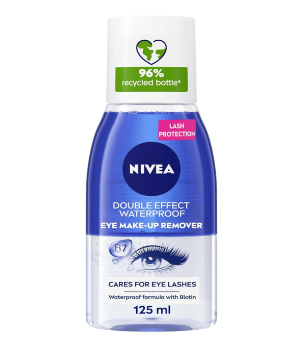 NIVEA Eye Makeup Remover, Double Effect, Sensitive Lashes Protection, 125ml, gentle, effective.(AED-35)