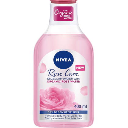 NIVEA Face Micellar Water, Rose Care with Organic Rose Water, 400ml, for dry, sensitive skin.(AED-55)