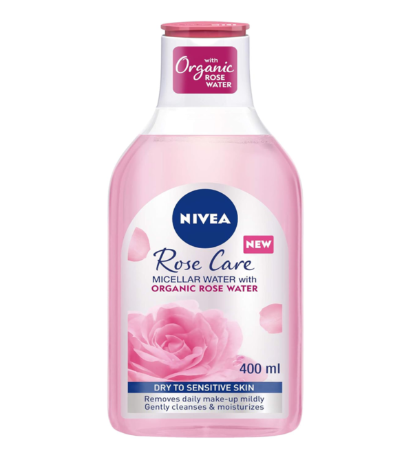 NIVEA Face Micellar Water, Rose Care with Organic Rose Water, 400ml, for dry, sensitive skin.(AED-55)