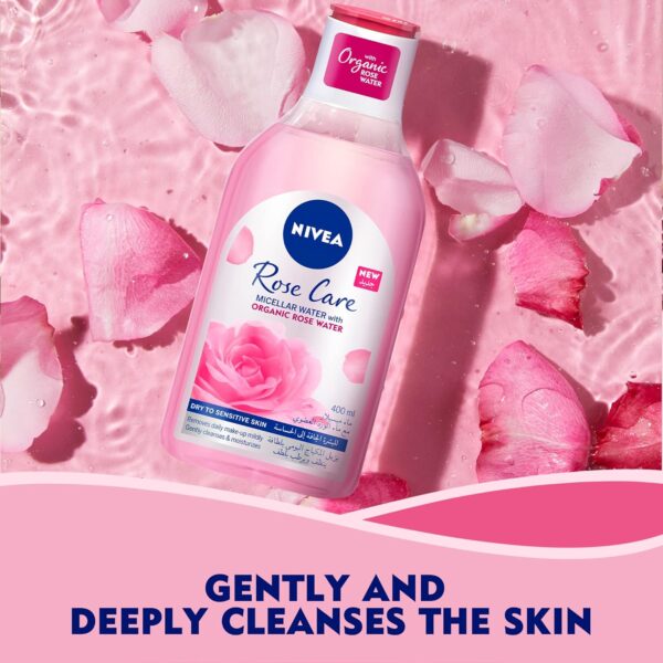 NIVEA Face Micellar Water, Rose Care with Organic Rose Water, 400ml, for dry, sensitive skin.(AED-55) - Image 4