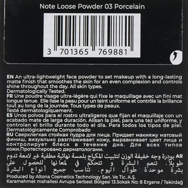 Note Loose Powder 02 - Light Beige is a lightweight, translucent setting powder that provides a matte finish. - Image 3