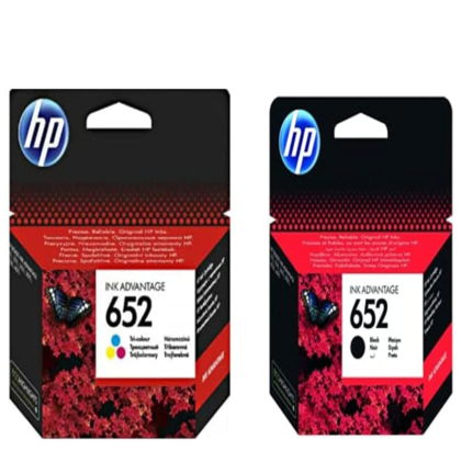 HP F6V24AE 652 Black and HP F6V25AE 652 Tri-Color Ink Cartridges, Reliable, High-Quality Prints.