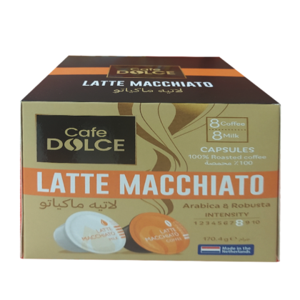 Cafe Dolce Latte Macchiato offers a creamy, smooth blend of espresso and milk.