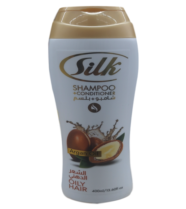 Silk Shampoo + Conditioner for normal hair, smooth, balanced, healthy, and manageable.