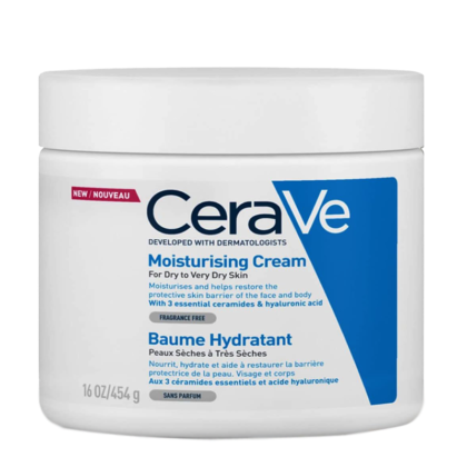 CeraVe Moisturizing Cream 454G hydrates and restores dry skin with hyaluronic acid.