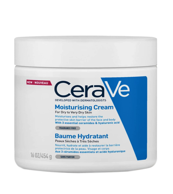 CeraVe Moisturizing Cream 454G hydrates and restores dry skin with hyaluronic acid.