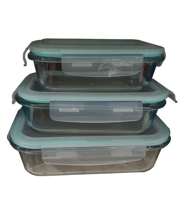 Chefline Food Storage Container High Borocilicate Glass (3-pic) 370ml+640ml+1040ml