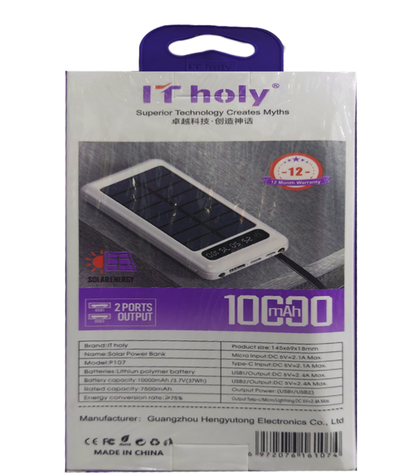 Solar Power Bank Large Capacity & High-Speed Solar Energy Charging Built-4 In 1 10000mah - Image 2