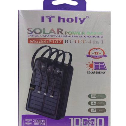 Solar Power Bank Large Capacity & High-Speed Solar Energy Charging Built-4 In 1 10000mah