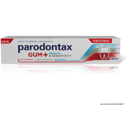 Parodontax Toothpaste for gums, breath, and sensitivity. 75ml. Effective care for oral health.