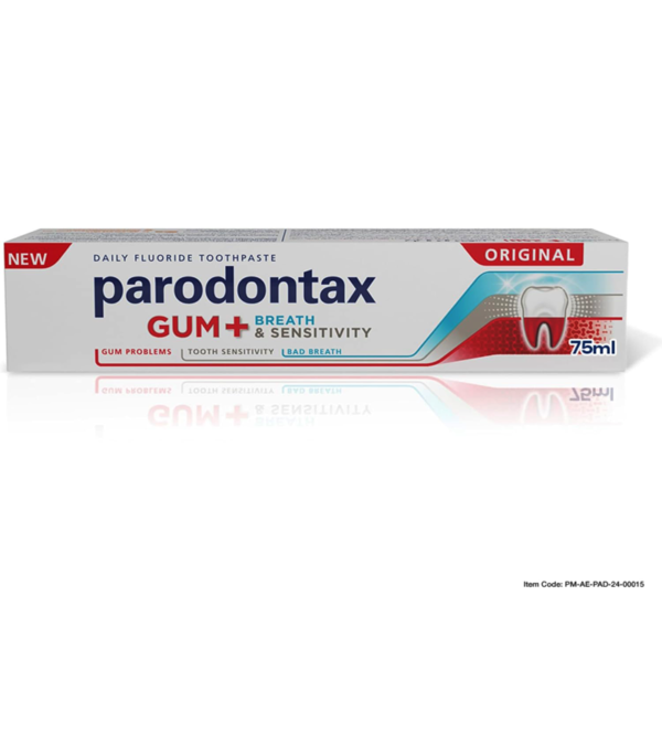 Parodontax Toothpaste for gums, breath, and sensitivity. 75ml. Effective care for oral health.